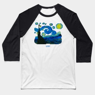 PixelArt the Starry Night by Vincent Van Gogh Baseball T-Shirt